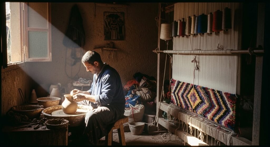 real moroccan artisan working in a workshop