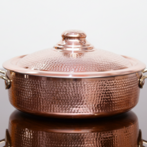 handcrafted hammered copper cooking pot with lid